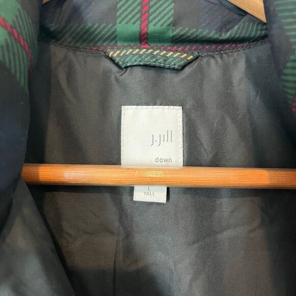 J. Jill Blue Green Plaid Snap Button Down Puffer Vest Women's Size Large Tall - Picture 5 of 6